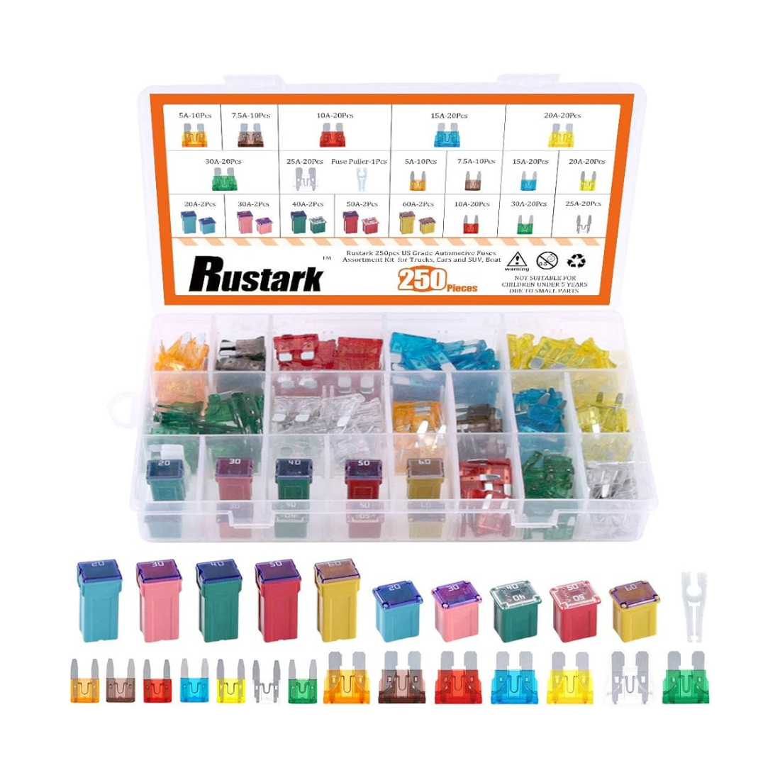 Rustark 250pcs US Grade Automotive Fuses from GME Supply